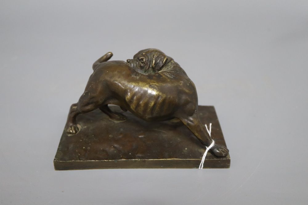 A bronze figure of a bull terrier, overall length 15.5cm